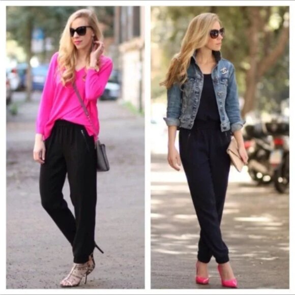 Black J.Crew Turner Crepe sz 4 Joggers - Picture 1 of 10